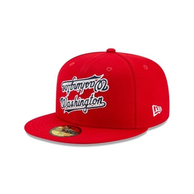 Red Washington Nationals Hat - New Era MLB Team Mirror 59FIFTY Fitted Caps USA0147523